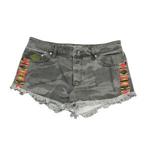 Roxy Shorts Womens 27 Multicolor Cut Off Mid Rise Pocket Cotton Camouflage Jorts